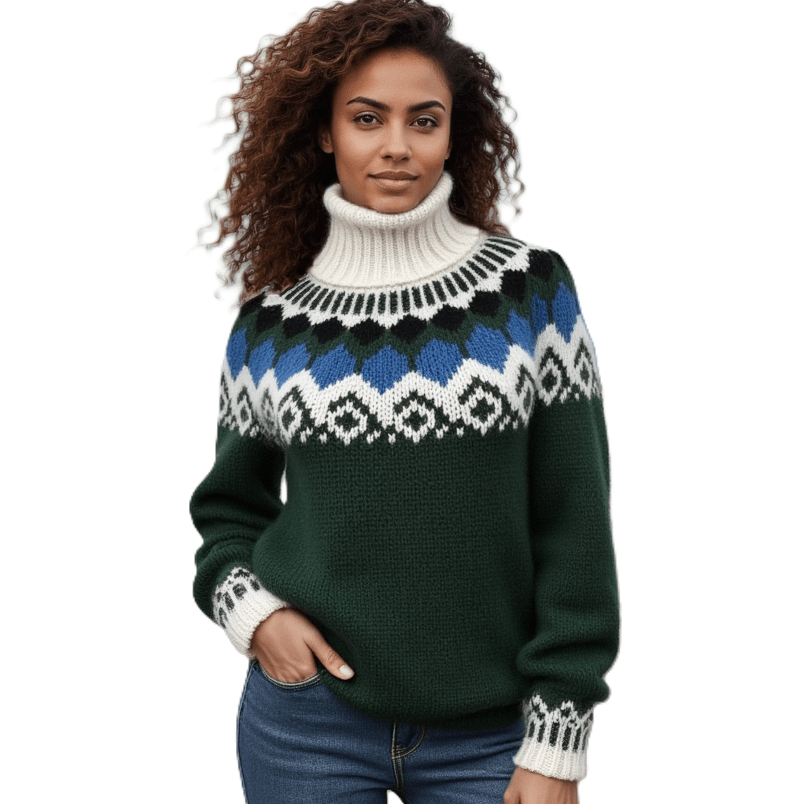 Hand-Knitted Scandinavian Sweater Turtleneck in Camel for Winter Warmth - EdelWear
