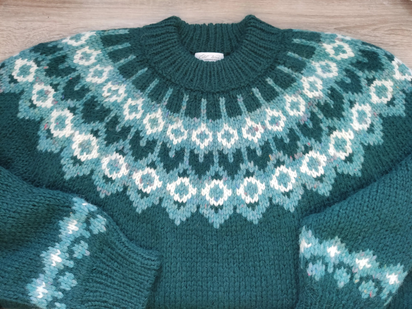 Blue Oversized Adults Unisex Scandinavian Fair Isle Sweater Lopapeysa Hand Knitted with a Nordic Patterned Yoke - EdelWear