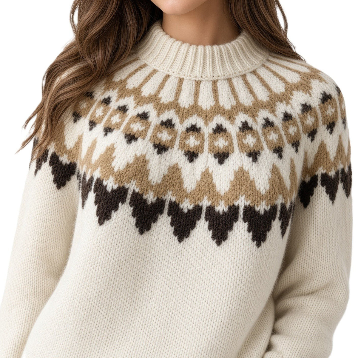 Hand Knitted Gray Scandinavian Unisex Alpaca Sweater Lopapeysa Fair Isle with White / Teal Nordic Patterned Yoke of Alpaca / Merino - EdelWear
