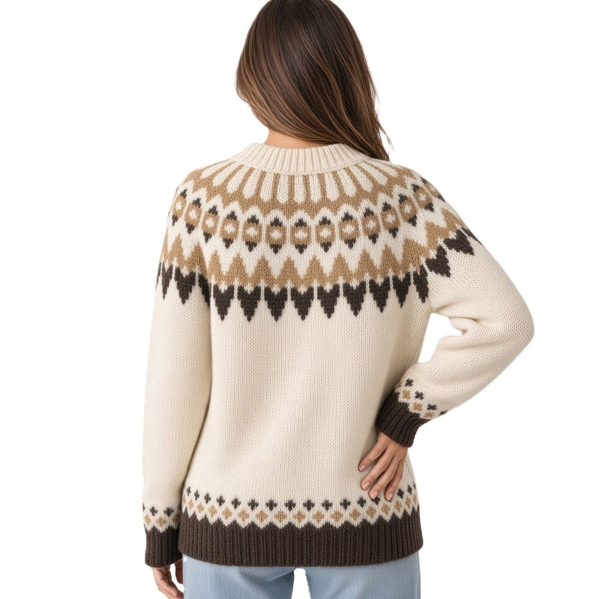Hand Knitted Gray Scandinavian Unisex Alpaca Sweater Lopapeysa Fair Isle with White / Teal Nordic Patterned Yoke of Alpaca / Merino - EdelWear