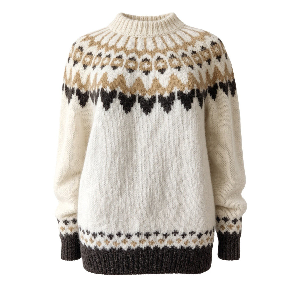 Hand Knitted Gray Scandinavian Unisex Alpaca Sweater Lopapeysa Fair Isle with White / Teal Nordic Patterned Yoke of Alpaca / Merino - EdelWear