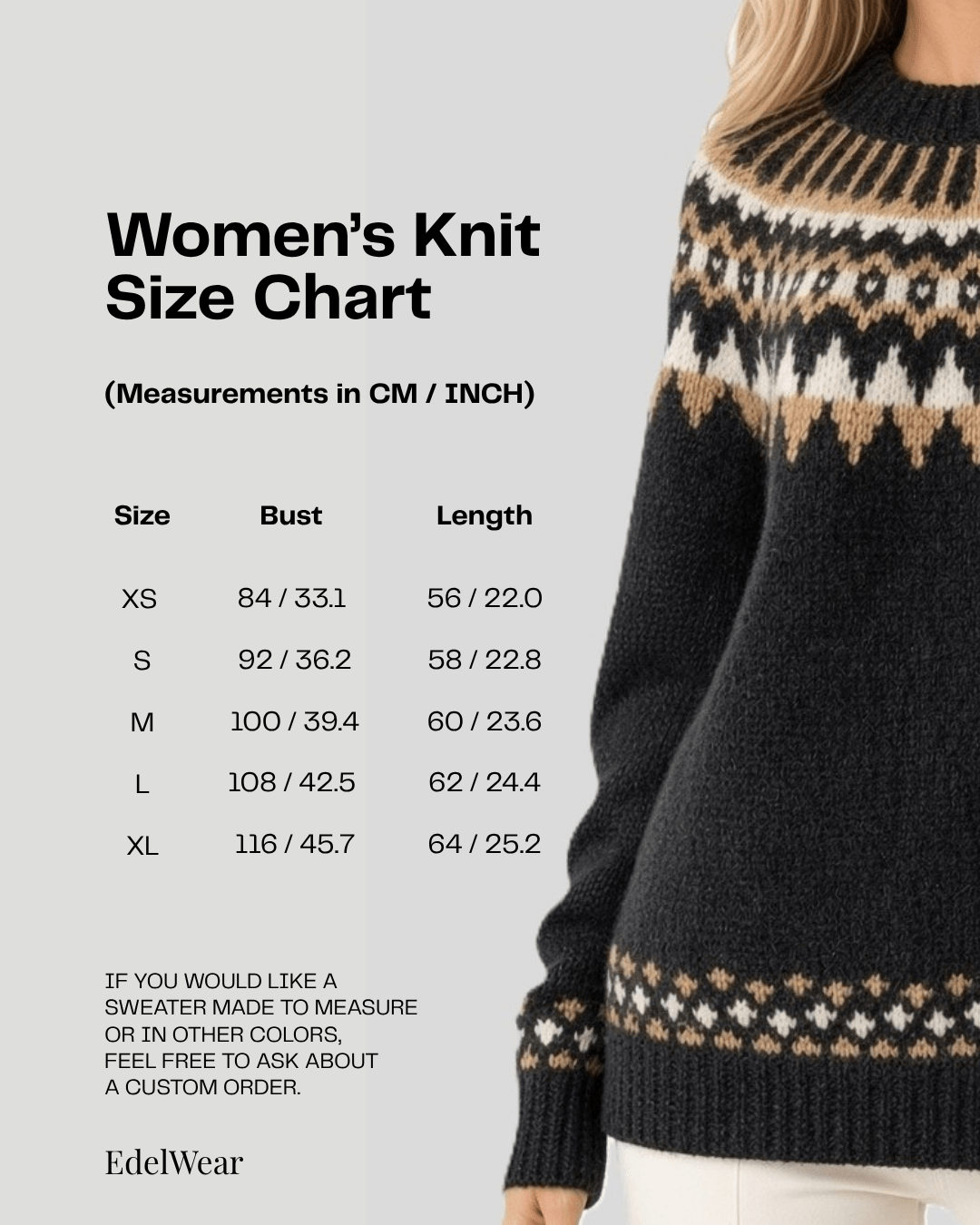 Hand Knitted Scandinavian Unisex Fair Isle Sweater Lopapeysa, Nordic Patterned Yoke, Alpaca Merino Wool Blend - EdelWear