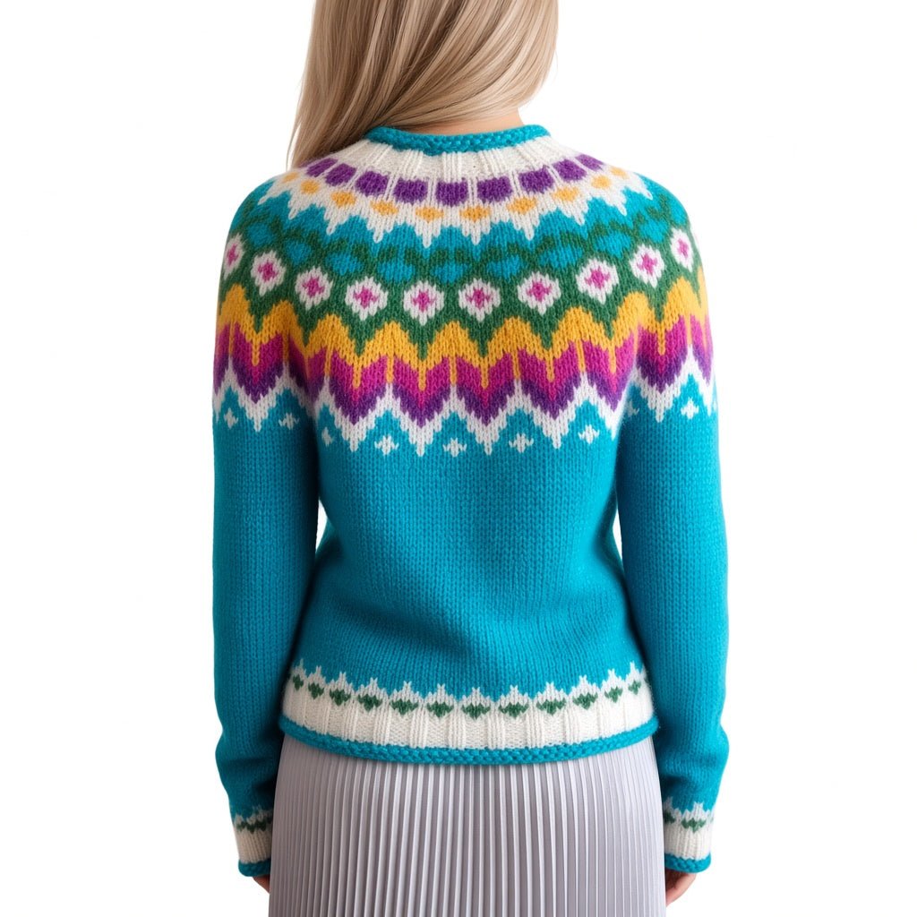 Handmade Yellow Fair Isle Sweater Icelandic Lopapeysa Unisex of Baby Alpaca / Merino, Scandinavian Wool Pullover, Traditional Nordic Ski Jumper - EdelWear