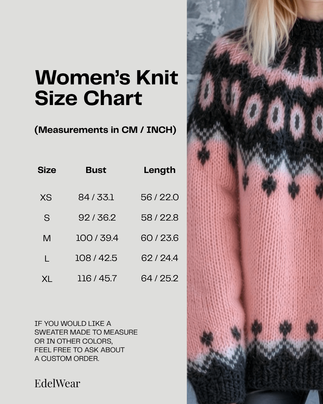 Lavender Ovesized Fair Isle Sweater, Pink Scandinavian Lopapeysa Women's, Nordic Black Patterned Yoke Hand Knitted of Alpaca / Merino - EdelWear