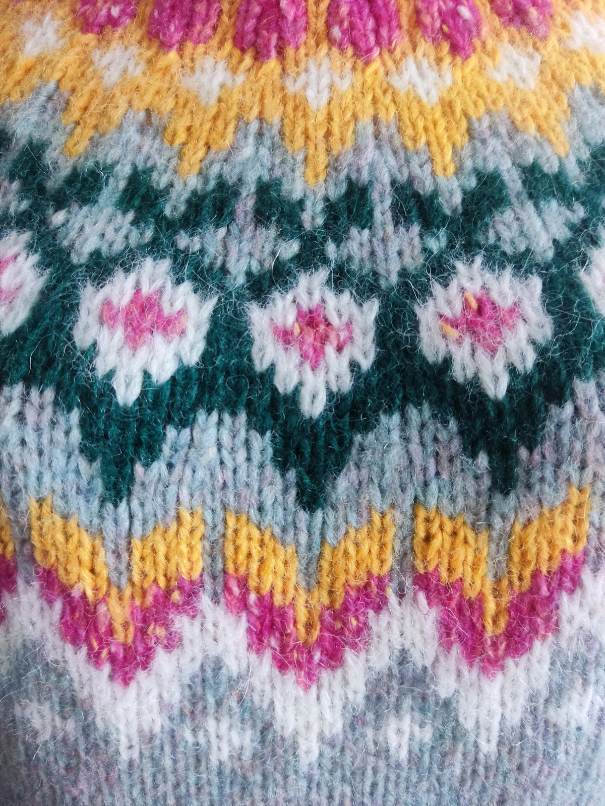 Pastel Blue Fair Isle Sweater Lopapeysa Adults Unisex, Hand Knitted Nordic Patterned Yoke, Baby Alpaca Merino Wool Blend - EdelWear
